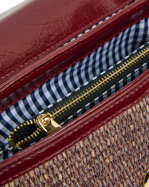 Lugano Crossbody Bag - Burgundy/Coco Weave