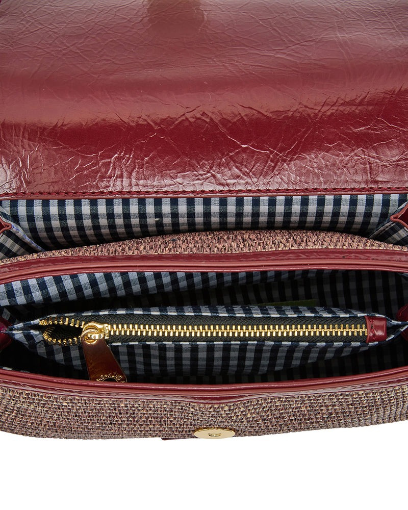 Lugano Crossbody Bag - Burgundy/Coco Weave
