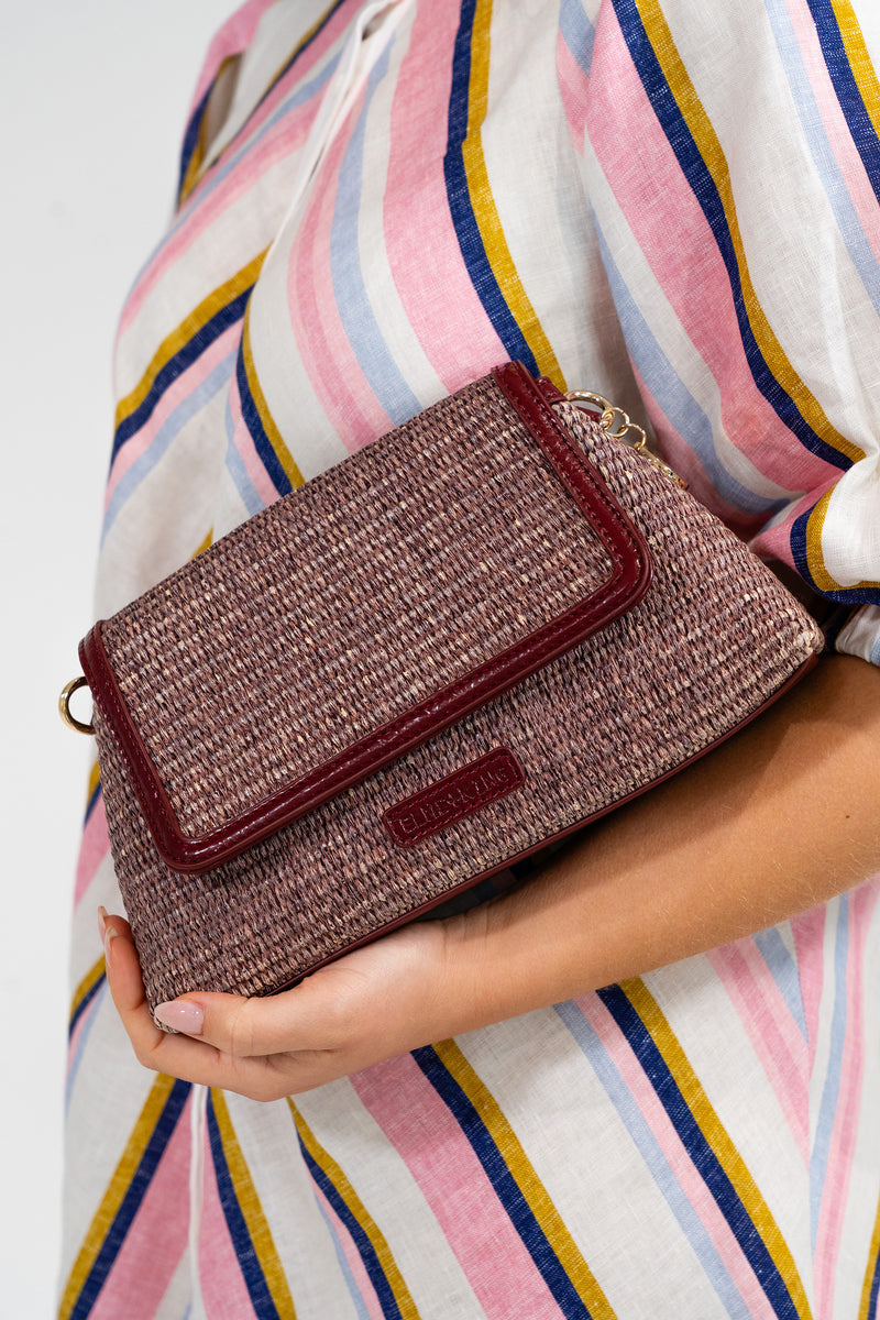 Lugano Crossbody Bag - Burgundy/Coco Weave