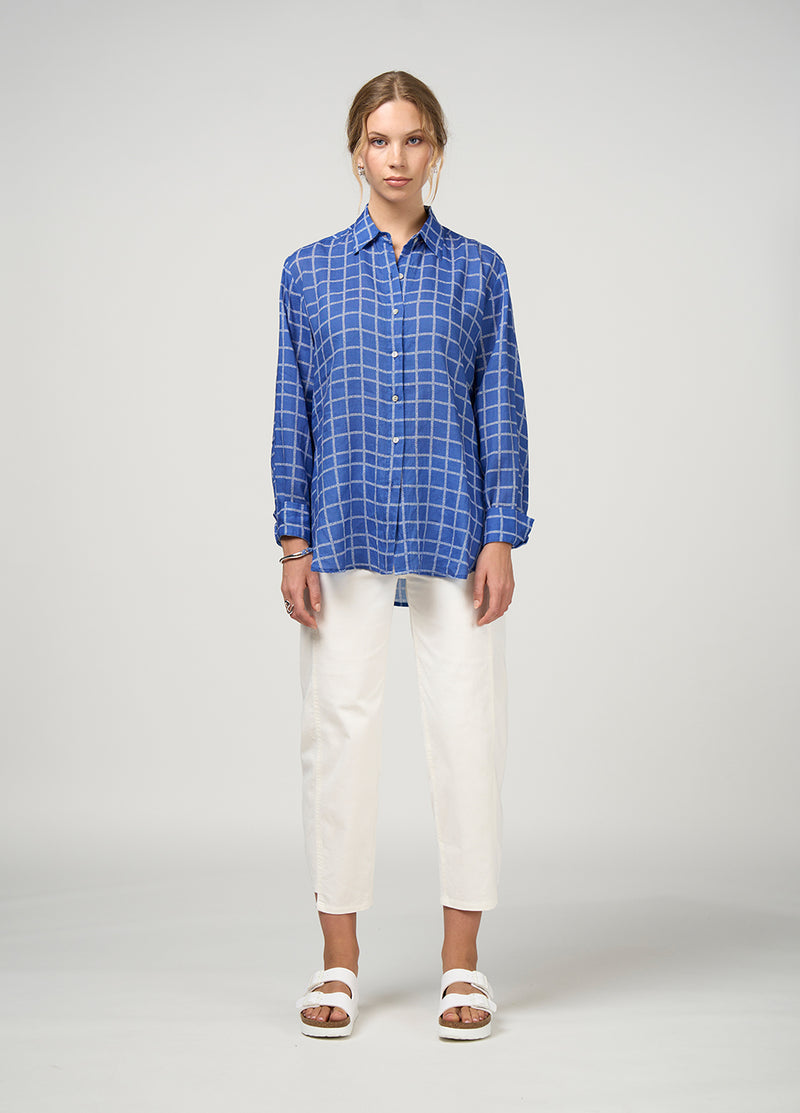 Wavelength Top - Cornflower/White