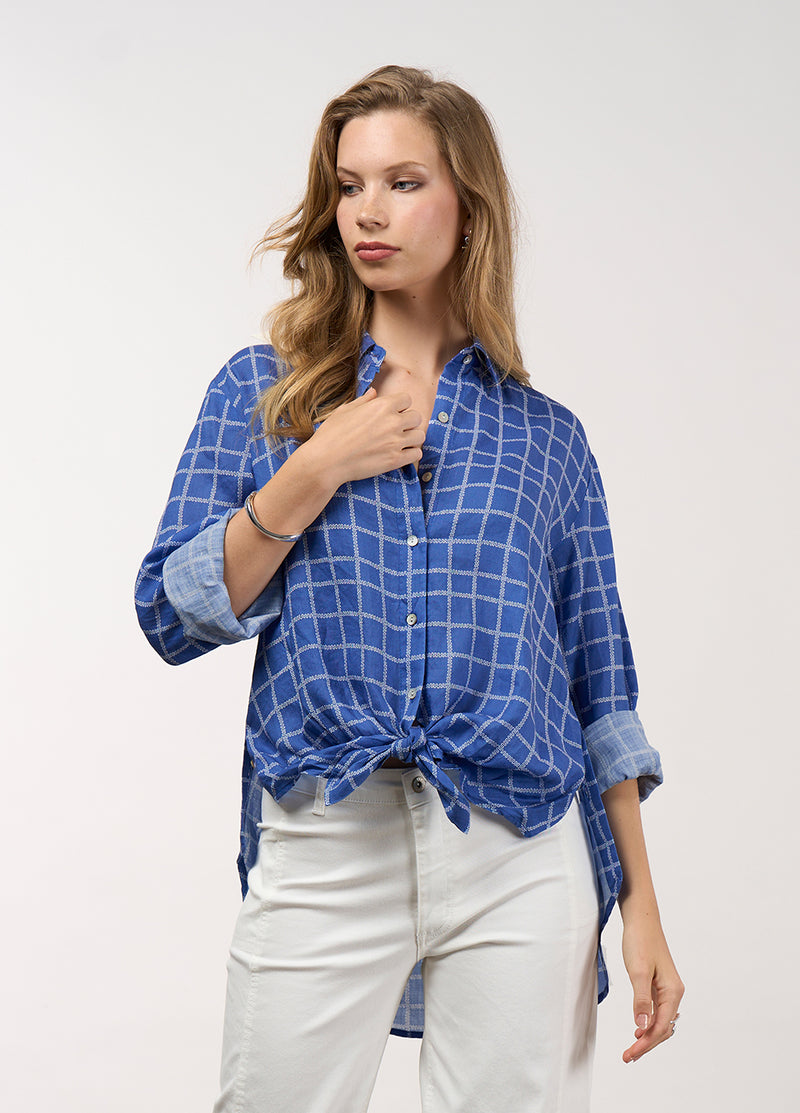 Wavelength Top - Cornflower/White