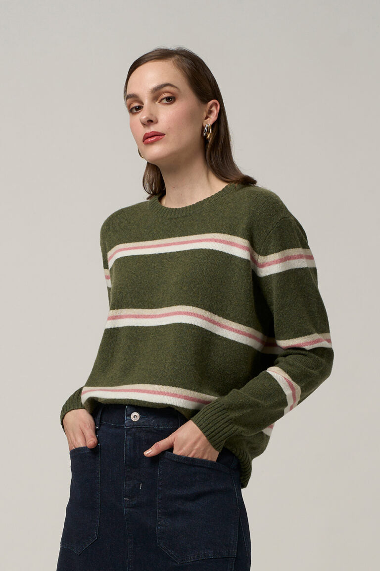 Compass Stripe Sweater - Grass