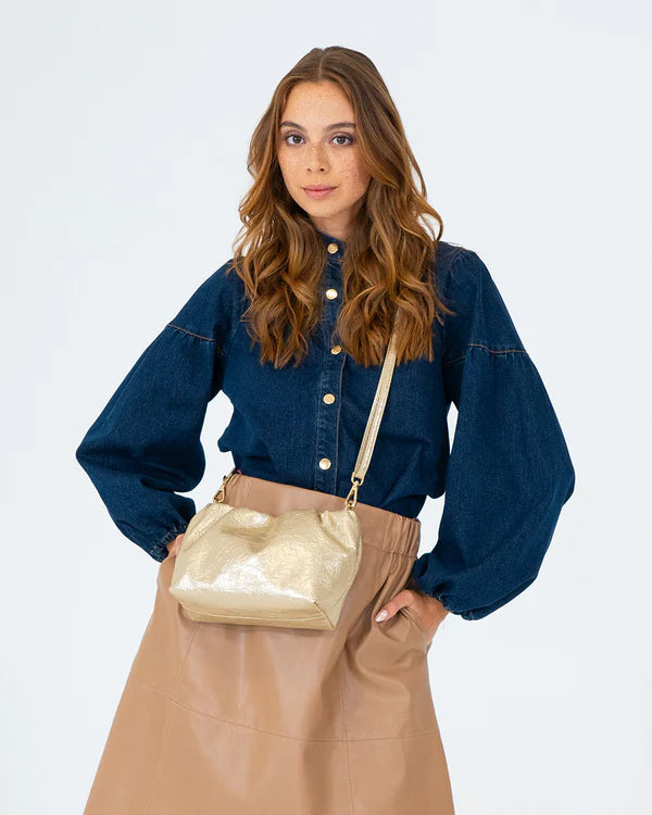 Monty Crossbody Bag - Light Gold Crinkle