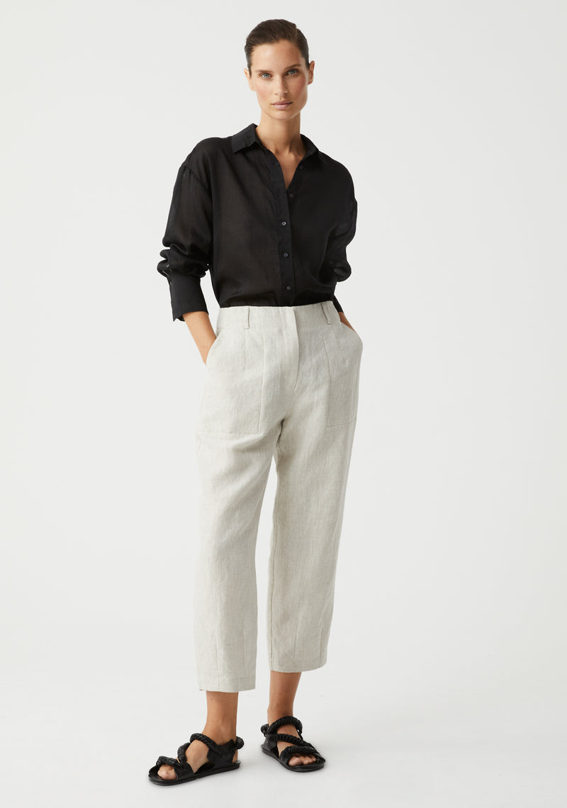 Henley Linen Pant - Flax