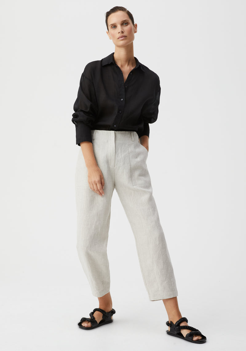 Henley Linen Pant - Flax