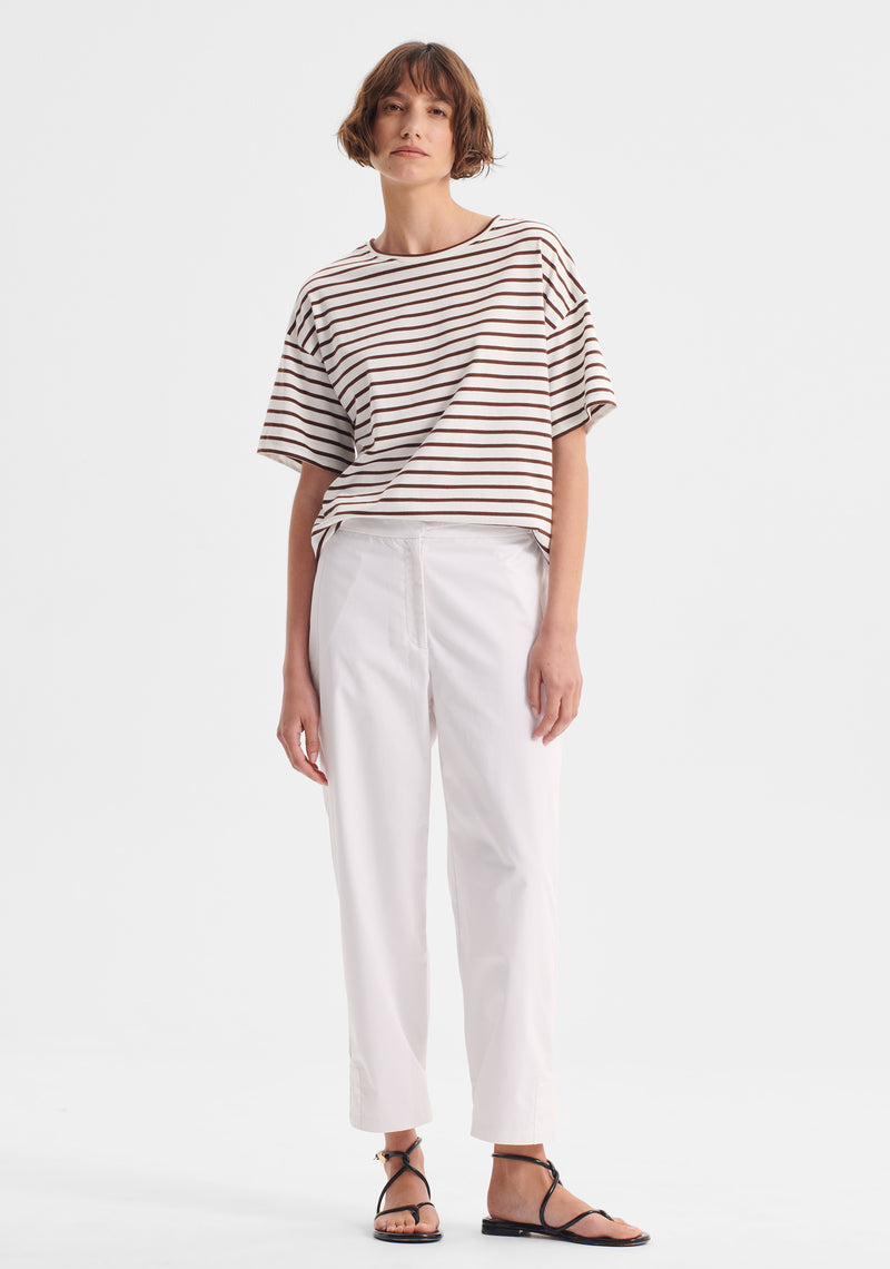 Archie Stripe Tee - Mocha/White
