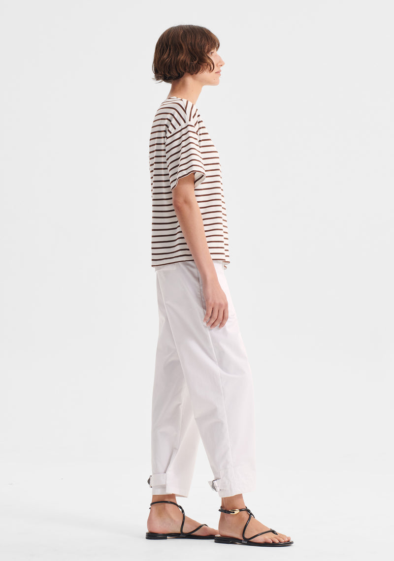 Archie Stripe Tee - Mocha/White
