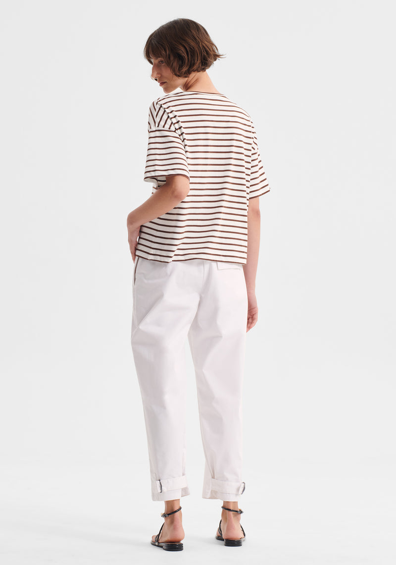 Archie Stripe Tee - Mocha/White