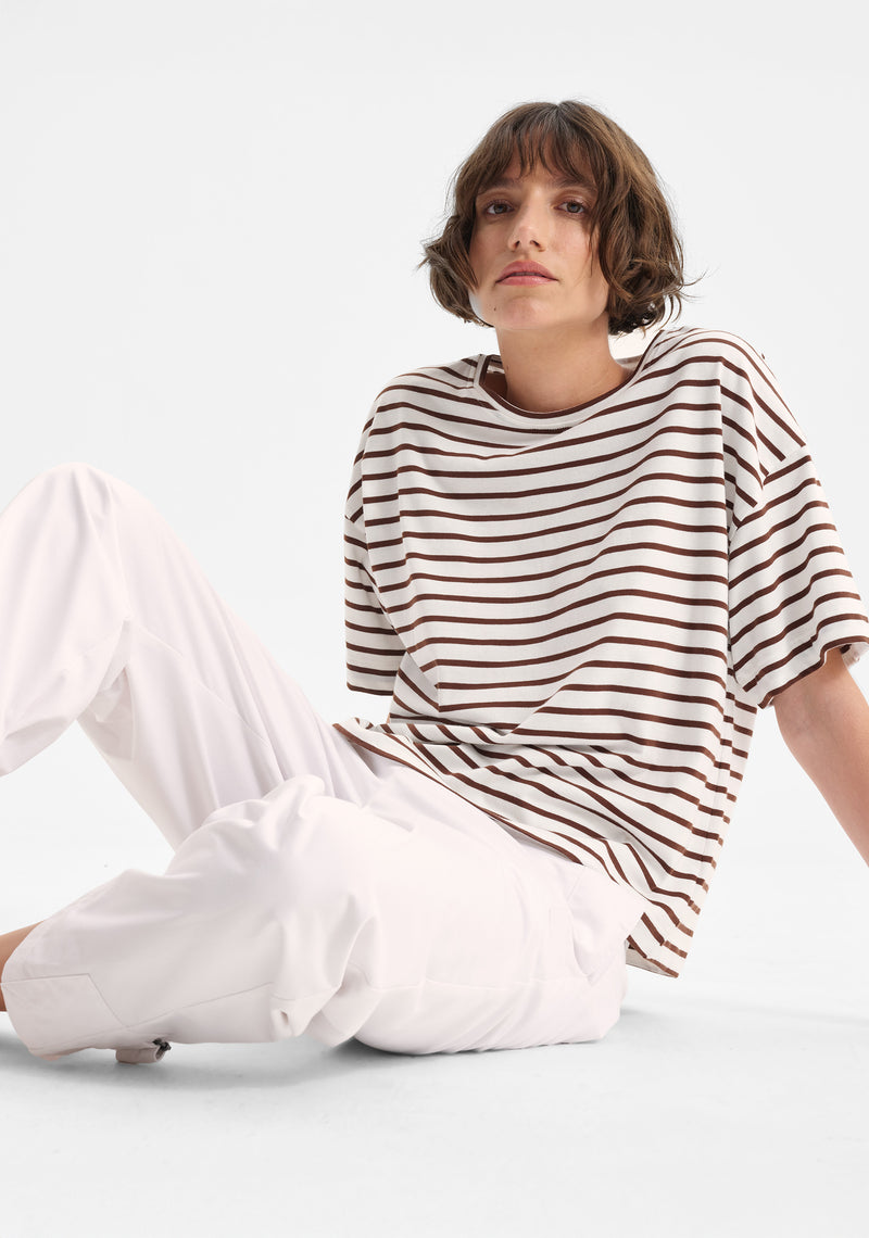 Archie Stripe Tee - Mocha/White
