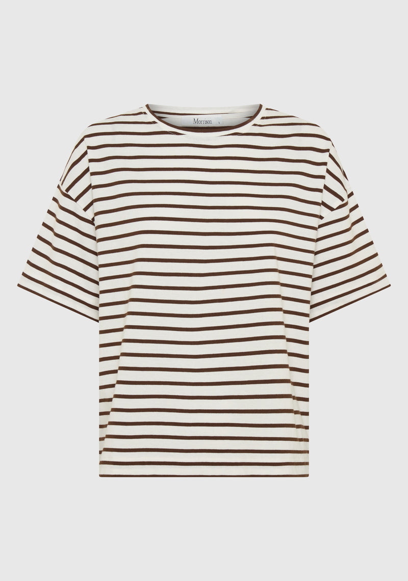 Archie Stripe Tee - Mocha/White
