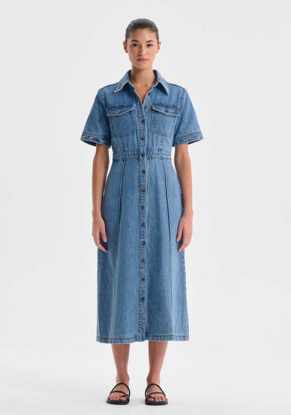 Jacque Denim Shirt Dress - Light Blue