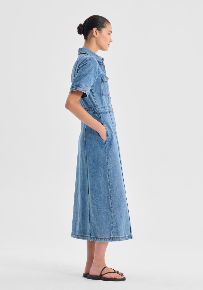 Jacque Denim Shirt Dress - Light Blue