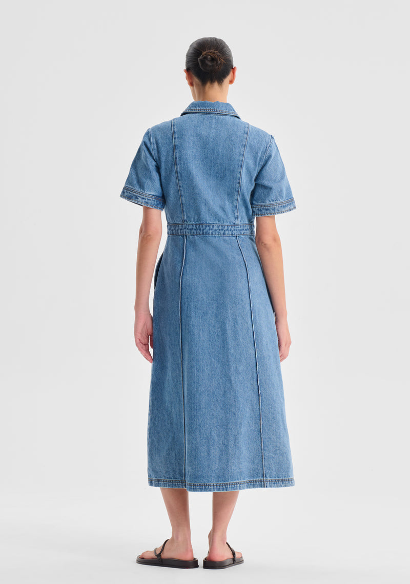 Jacque Denim Shirt Dress - Light Blue