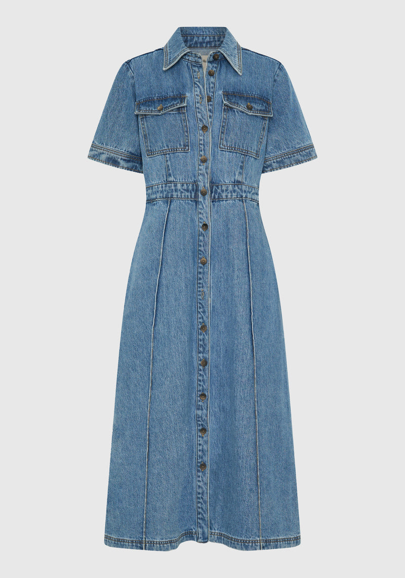 Jacque Denim Shirt Dress - Light Blue