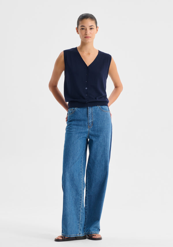 Rhyan Knit Vest - Navy