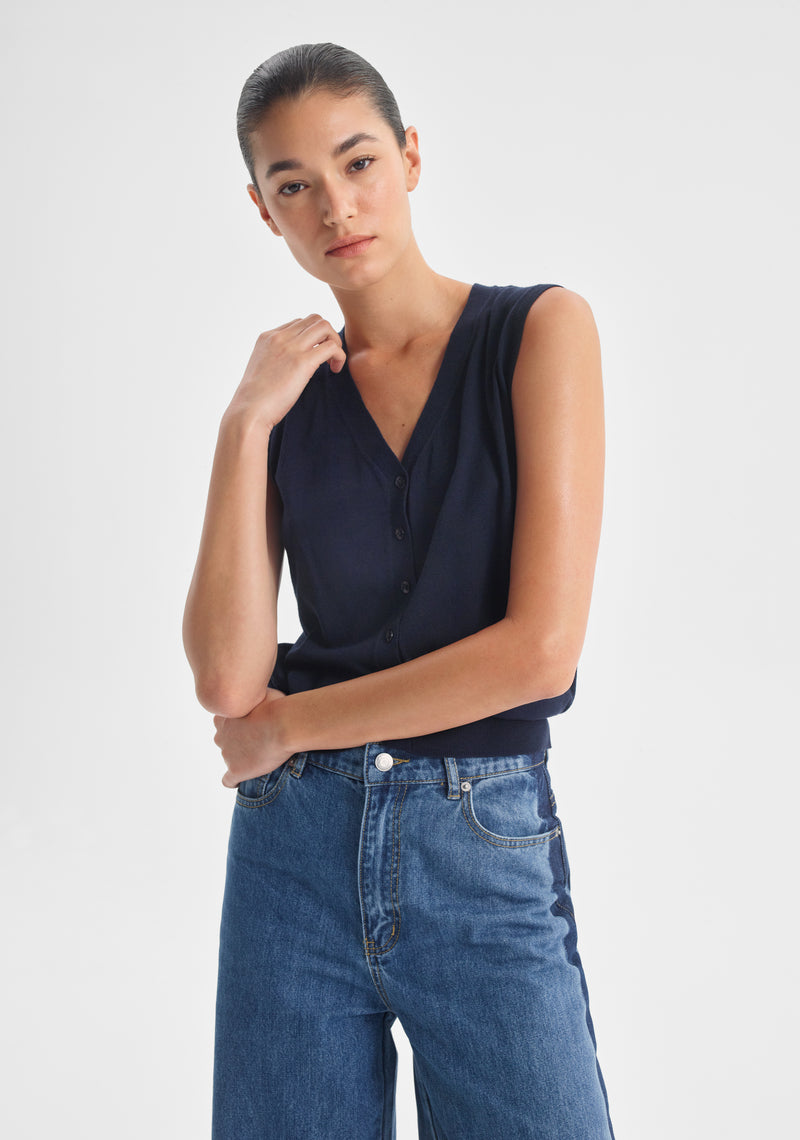 Rhyan Knit Vest - Navy