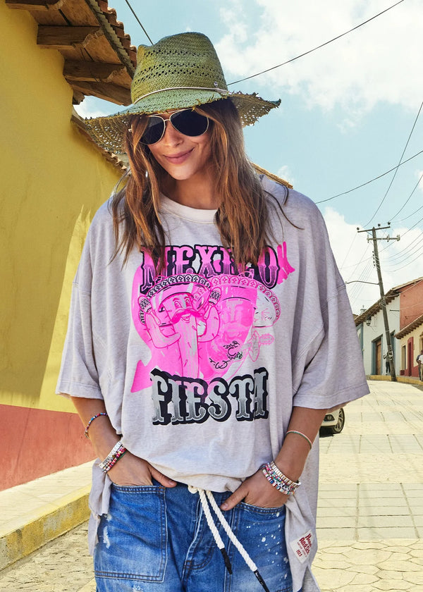 Mexican Fiesta Tee - Natural Marle