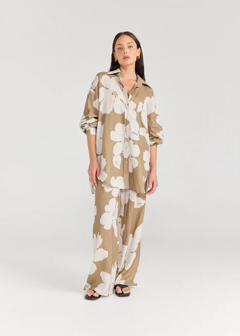 Brooklyn Shirt - Olive Bloom
