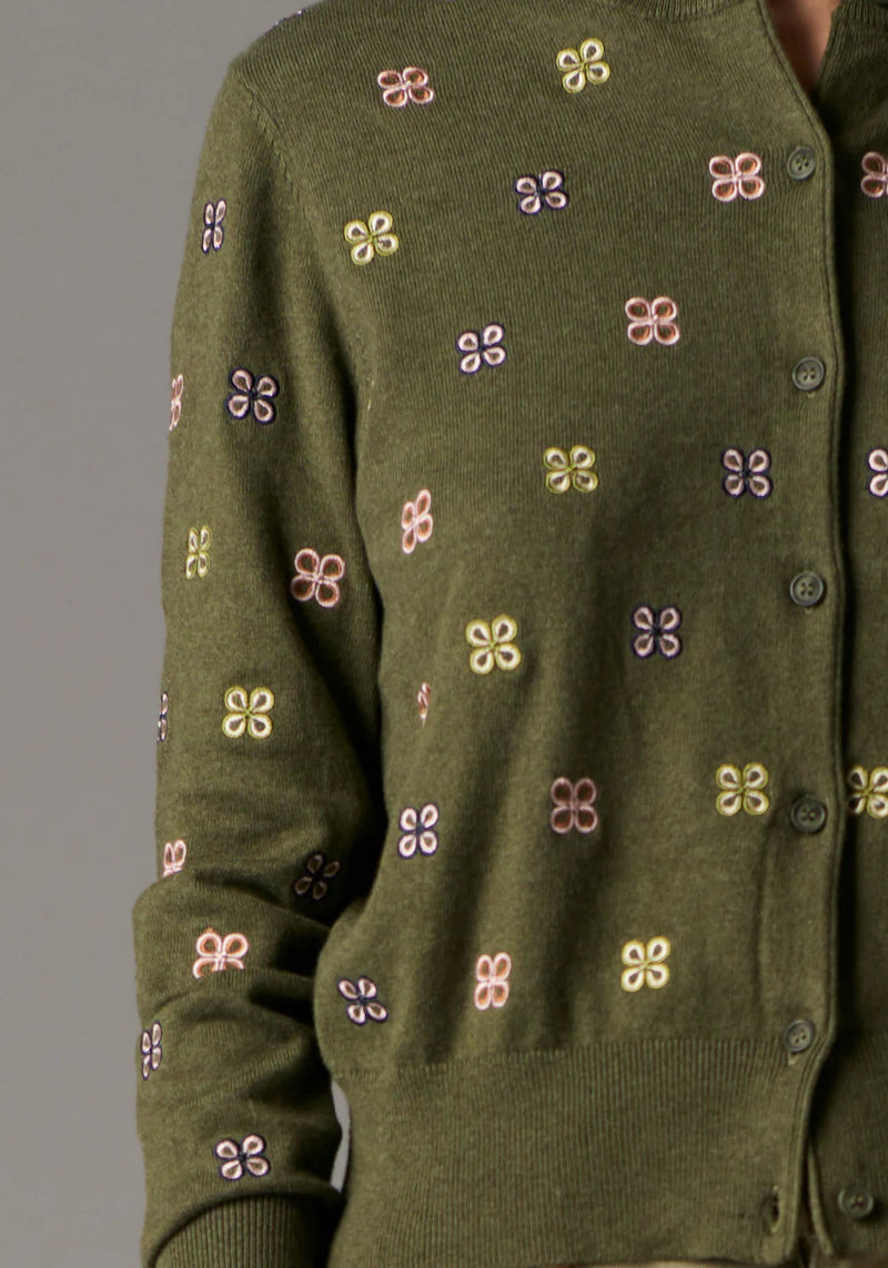 Beech Embroidered Cardi - Khaki