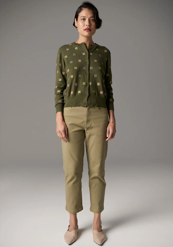 Beech Embroidered Cardi - Khaki