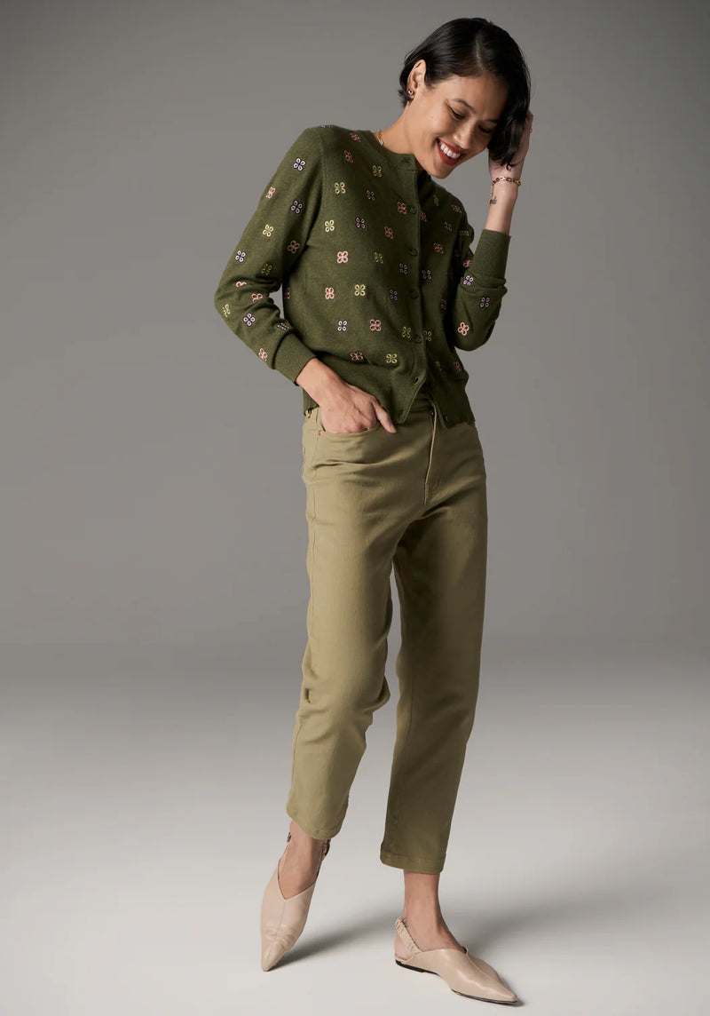 Beech Embroidered Cardi - Khaki