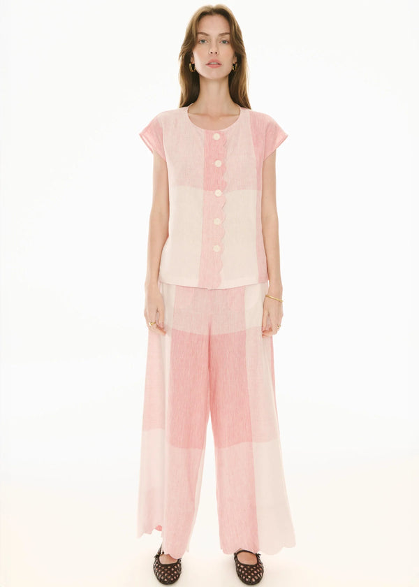 Safria Top - Pink/Red Gingham