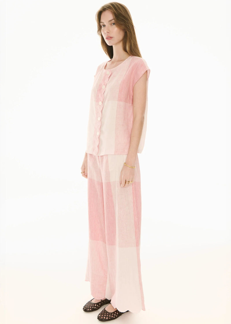 Safria Top - Pink/Red Gingham