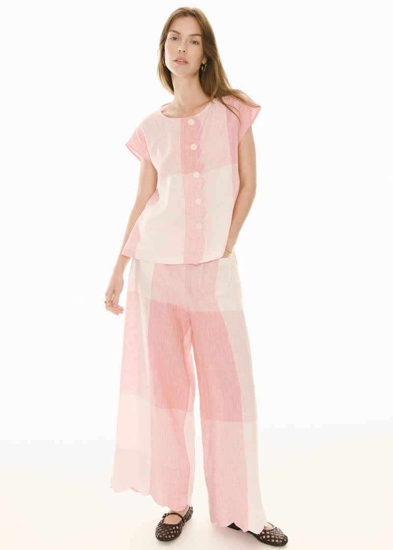 Safria Top - Pink/Red Gingham