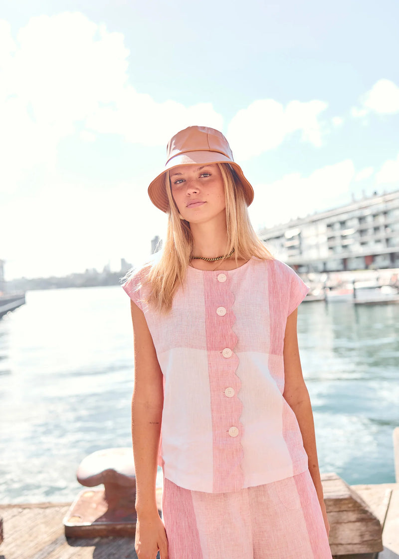 Safria Top - Pink/Red Gingham