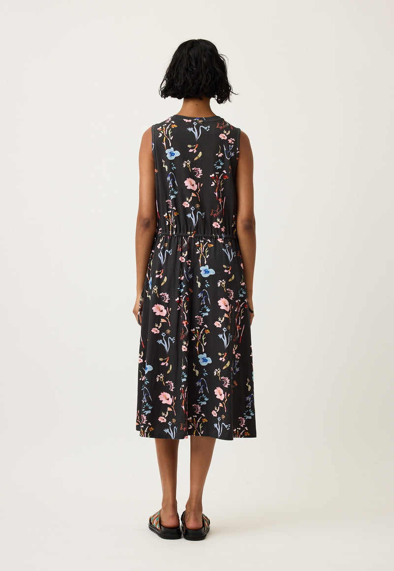 Lidia Tie Dress - Watercolour Charcoal