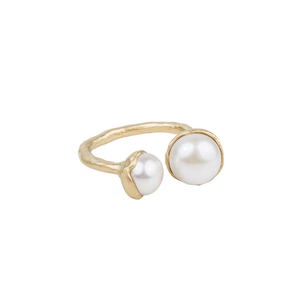 Double Pearl Ring - Gold