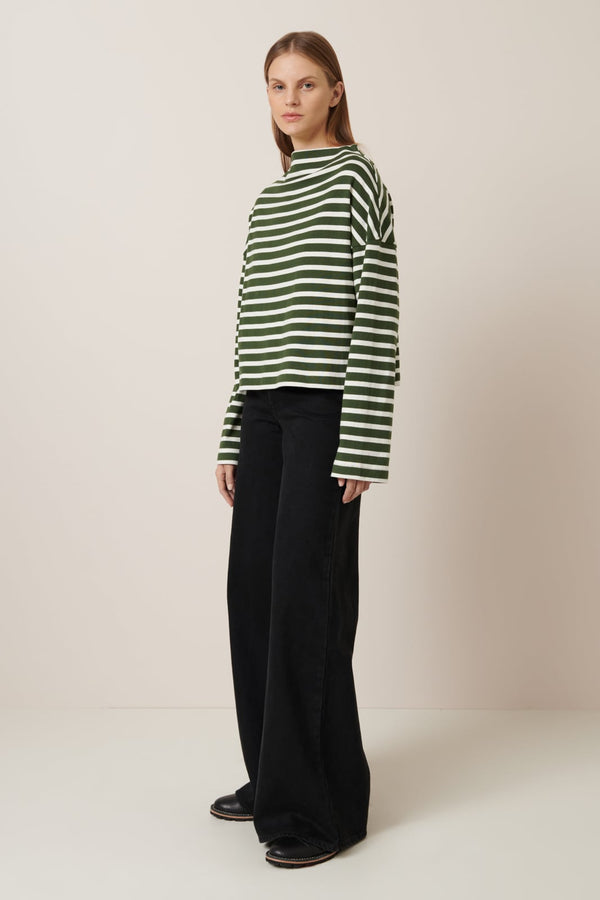 Field Top - Green Lily Stripe