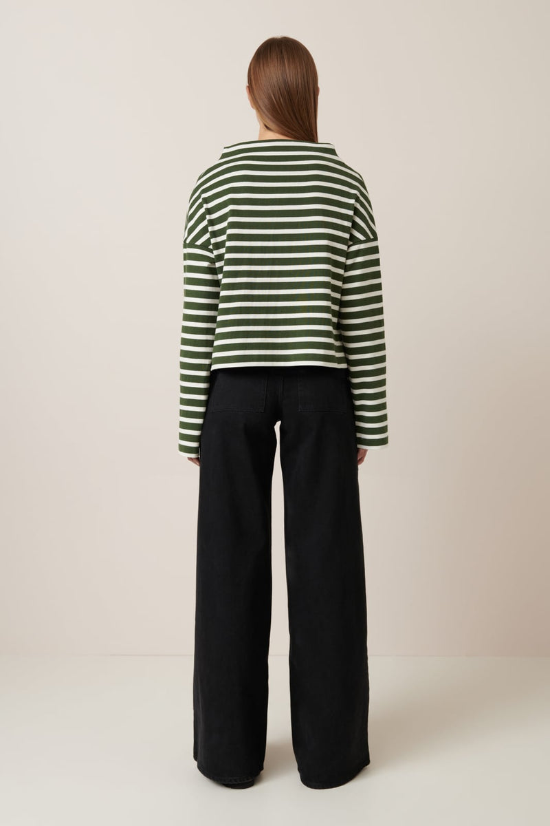 Field Top - Green Lily Stripe