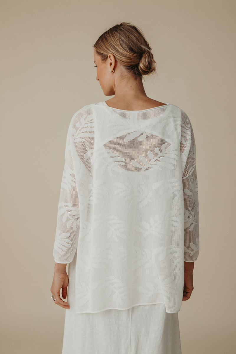 Palm Leaf Intarsia Pullover