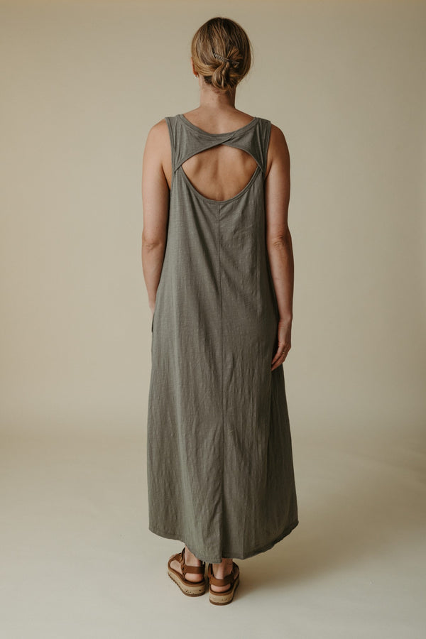 Shoreline Fine Slub Breeze Dress - Dusty Olive