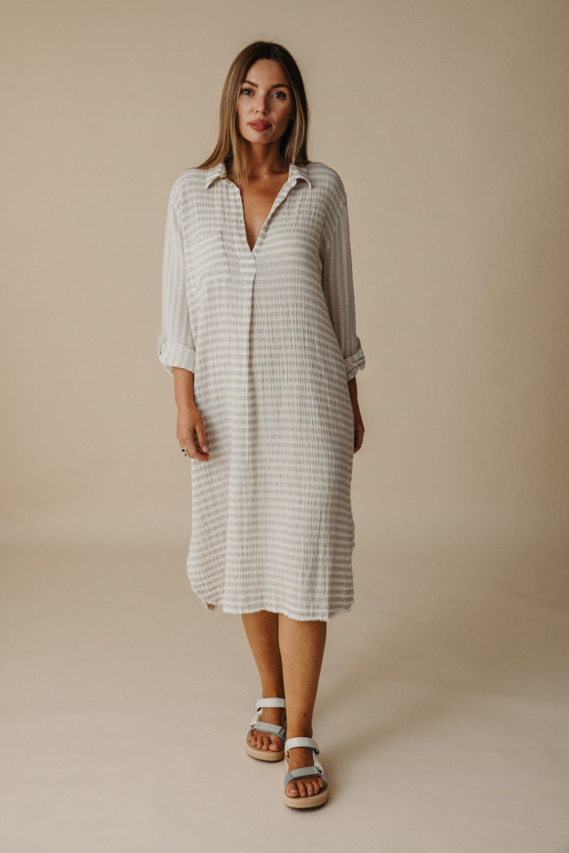 Salt Tunic Dress - Pumice x White