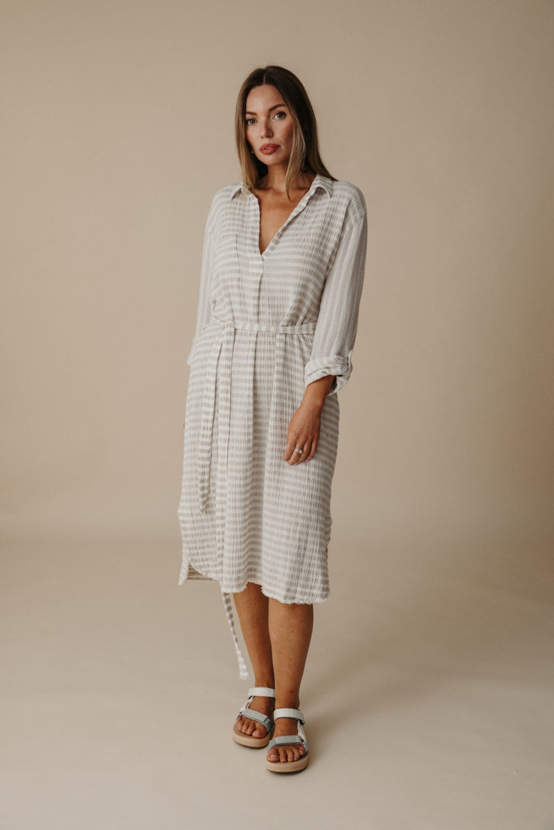 Salt Tunic Dress - Pumice x White