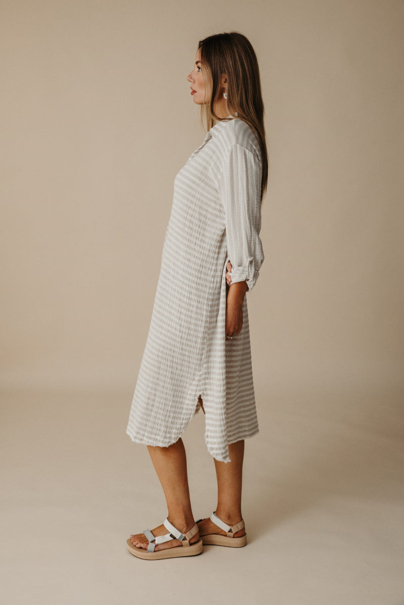 Salt Tunic Dress - Pumice x White