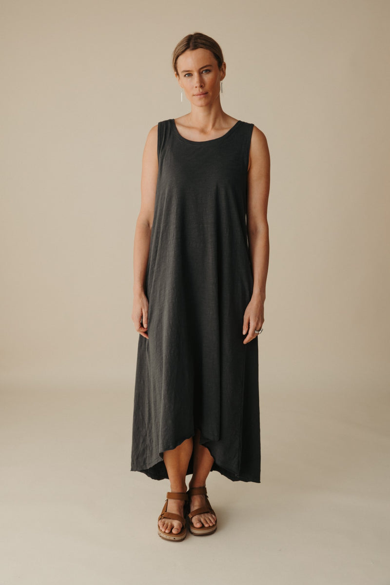 Shoreline Fine Slub Breeze Dress - Black Sand