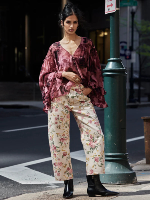 Deep Trance Printed Jeans - Wallpaper Floral