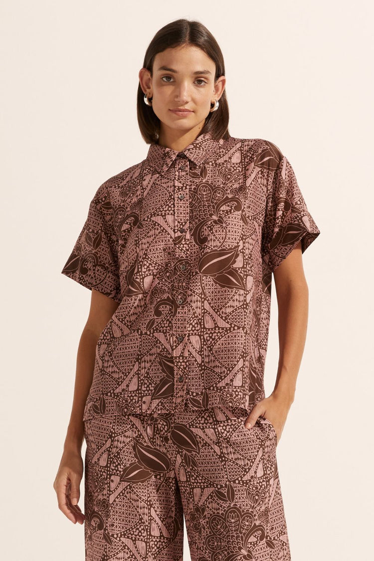 Jaunt Top- Cacao Batik