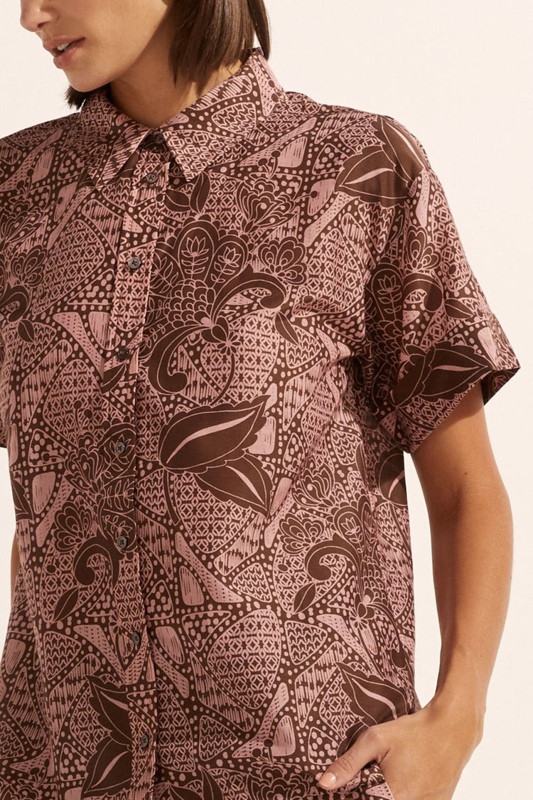 Jaunt Top- Cacao Batik