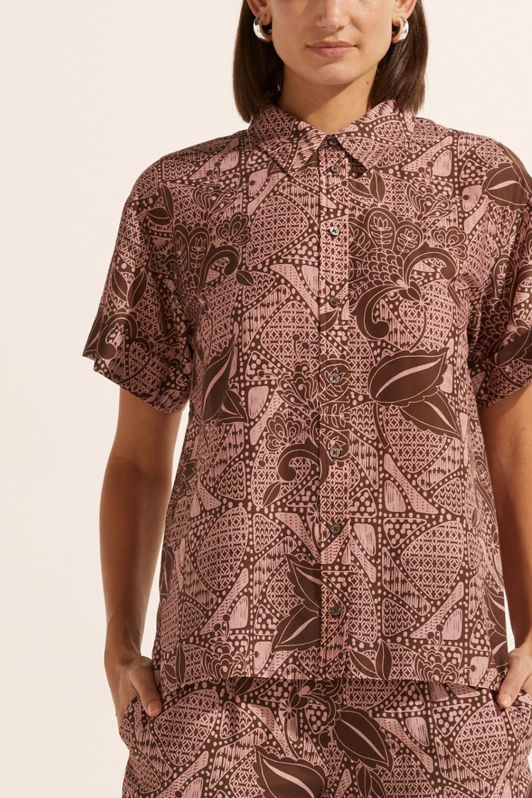 Jaunt Top- Cacao Batik