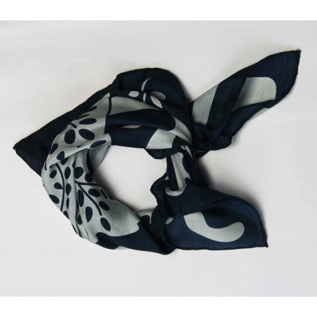 Mini Peace and Love Silk Scarf - Navy