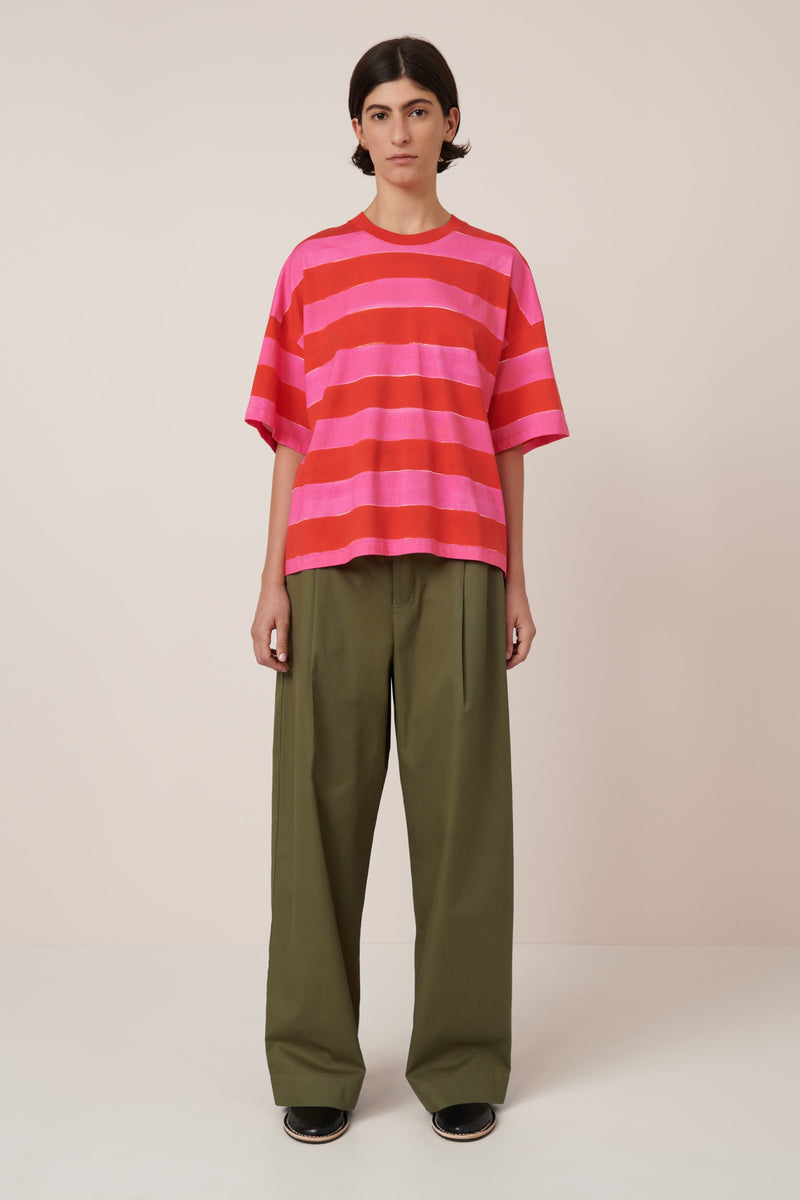 Oversized Boxy Tee Painted Stripe