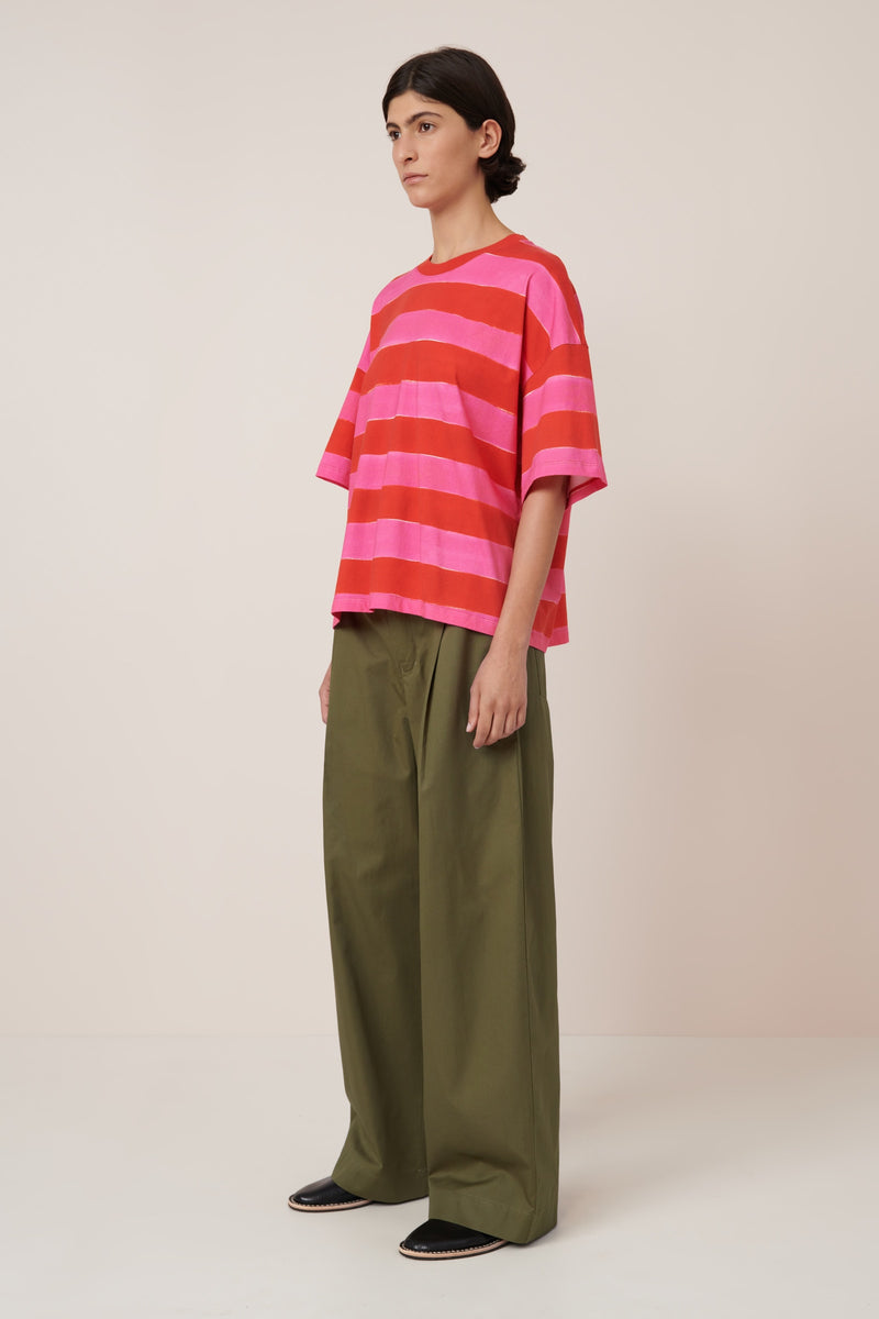 Oversized Boxy Tee Painted Stripe