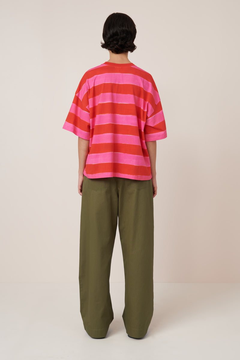 Oversized Boxy Tee Painted Stripe