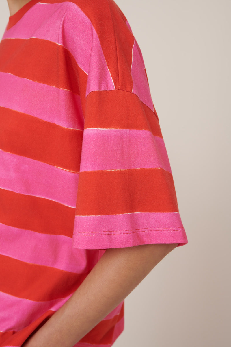 Oversized Boxy Tee Painted Stripe