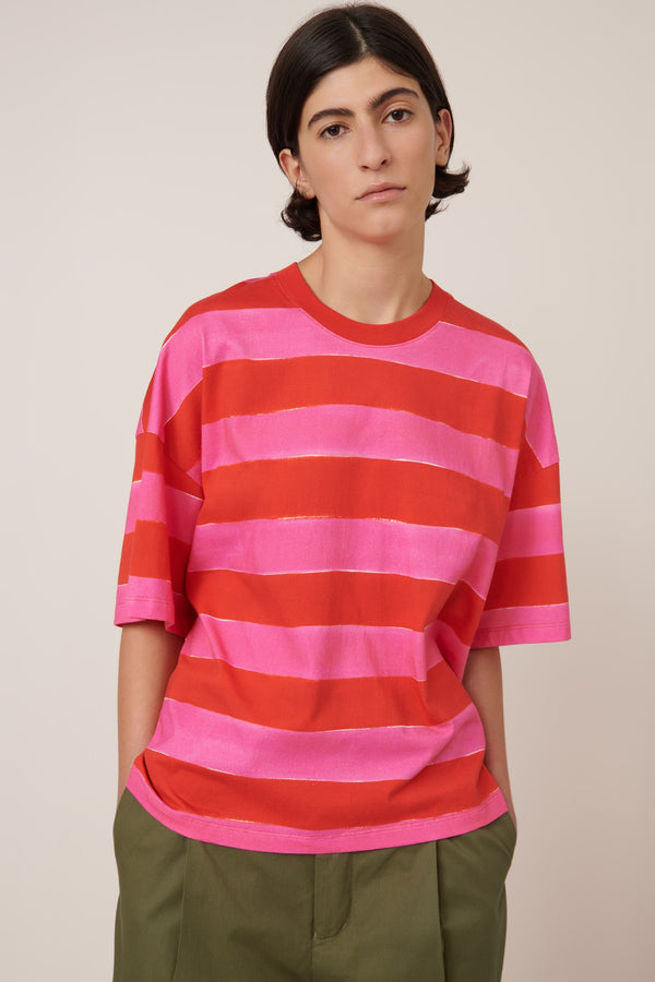 Oversized Boxy Tee Painted Stripe