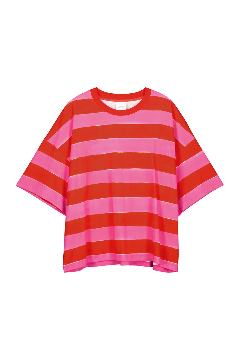Oversized Boxy Tee Painted Stripe